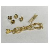 Gold Tone Bracelet with Lipstick Charm, 4 Bee