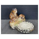 Vintage Bear Chalkware Ashtray