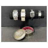 Metal Lidded Trinket Dish, Costume Jewelry and