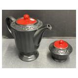 Stoneware Teapot and Sugar Bowl with Lid
