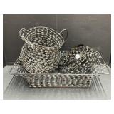 3pc Set - Metal Basket, Bowl, Pitcher