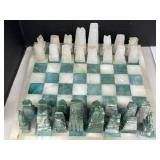 Marble Chess Board & Pieces - some chips and