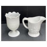 Milk Glass Pitcher & Vase