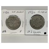 2 X 1936 G B 1 Florin