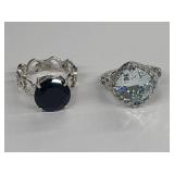 2x Sterling 925 Silver Rings with Larger Stones -