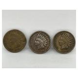 3 X U S A Indian Head 1 Cents-1881,1888,1904