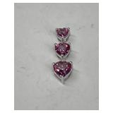 10 kt White Gold ' Pink Ice ' - 3 Heart Shaped