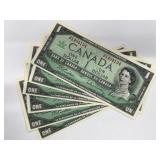 6 X 1967 Cdn $1 Bills With Consec Serial