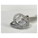 Silver Ring Stamped 925, With Clear Stones, Size 5