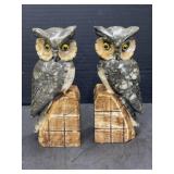 Genuine Alabaster Owl Bookends