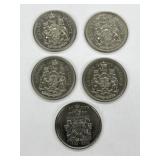 5  Cdn 50 Cents 1952-2002, 1972,73,76,76