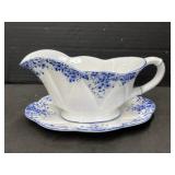 Shelley England Dainty Blue Gravy Boat with