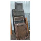 Large lot of antique window screens & 2 windows