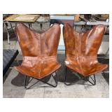 Pair of leather butterfly style chairs