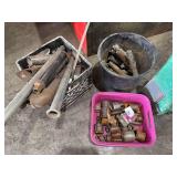 Lot of scaffolding parts, pipe fittings, misc
