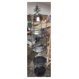 Vintage black wrought iron etagere with spiral vine and grape design