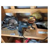 Circular saw, electric drills, miscellaneous paint supplies