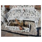 56”L wrought iron loveseat. Wrought iron planter