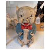 Antique cast iron piggy bank 10" t