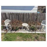 2 wrought iron chairs w/ side table