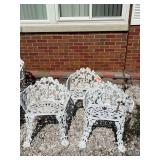 3 wrought iron patio chairs (1 damaged)