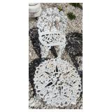 Wrought iron side chair & side. Table