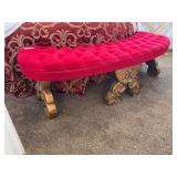 Vintage Hollywood Regency style bench w/ gold legs