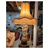 Pair of Victorian-Style Lamps w/Fringed Lampshade