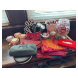 Delta Sigma Theta glass and cup, scarves, sunglasses, Easter decor, misc