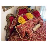 French Style gold frame & tufted headboard w/ round bed