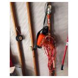 Garden sprayer, drop light, cords