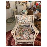 Wicker rocker with chipping paint