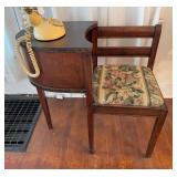 Vintage telephone table with telephone 28" x 29" x 15"