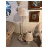 Wicker floor lamp and table lamp