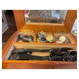Wooden jewelry box with men’s miscellaneous watches