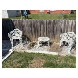 Wrought iron chairs w/ side table