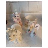 Pig soap dispenser, napkin holder, jar, salt & pepper shakers