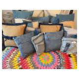 Lot of Denim & burlap pillows