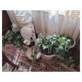 Wicker Elephant and Tissue Holder, Artificial Greenery, Pots, planter pot caddies