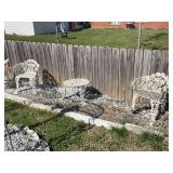 2 wrought iron chairs w/ side table