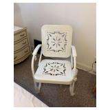 Metal chair painted white gloss ( brand new ) seat is 19.5”x20”