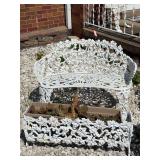 Wrought iron loveseat & planter box