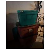 1 tote  of Department 56, 2 totes of Christmas miscellaneous