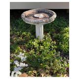 Concrete bird bath & engraved stepping stone