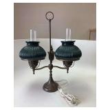 Antique brass double armed student library table /desk lamp