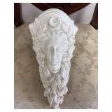 Vintage plaster wall shelf and Victorian figurine