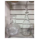 Pressed glass flower vase and glass decanter