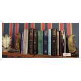 Brass swan book ends, several Bibles