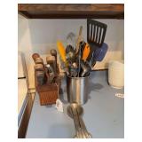 Knife block, utensils, spoon rest
