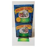 2 John Deere Holiday Snow Globes